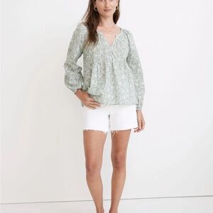 🔆 Madewell Pintuck Peasant Top in Piazza Floral